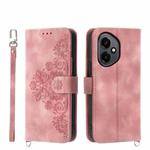 For Honor 400 Global 156.5mm Skin Feel Flowers Embossed Wallet Leather Phone Case(Pink)