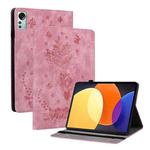 For Xiaomi Pad 5 Pro 12.4 Butterfly Rose Embossed Leather Tablet Case(Pink)