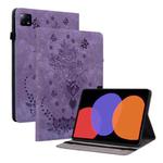 For Xiaomi Pad 6 11.2 2023 Butterfly Rose Embossed Leather Tablet Case(Purple)
