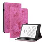 For Amazon Kindle Paperwhite 5 Butterfly Rose Embossed Leather Smart Tablet Case(Rose Red)