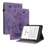 For Amazon Kindle Paperwhite 5 Butterfly Rose Embossed Leather Smart Tablet Case(Purple)