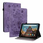 For Amazon Kindle Fire HD10 2019 / 2017 Butterfly Rose Embossed Leather Smart Tablet Case(Purple)