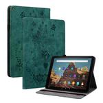 For Amazon Kindle Fire HD10 2019 / 2017 Butterfly Rose Embossed Leather Smart Tablet Case(Green)