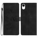 For iPhone XR Flower Embossing Pattern Leather Phone Case(Black)