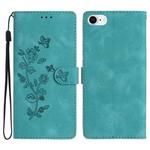 For iPhone SE 2022/2020 / 8 / 7 / 6 Flower Butterfly Embossing Pattern Leather Phone Case(Sky Blue)