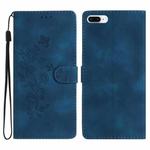 For iPhone 8 Plus / 7 Plus / 6 Plus Flower Embossing Pattern Leather Phone Case(Blue)