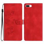 For iPhone 8 Plus / 7 Plus / 6 Plus Flower Embossing Pattern Leather Phone Case(Red)