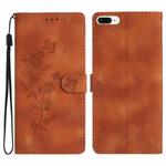 For iPhone 8 Plus / 7 Plus / 6 Plus Flower Embossing Pattern Leather Phone Case(Brown)