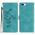 For iPhone 8 Plus / 7 Plus / 6 Plus Flower Embossing Pattern Leather Phone Case(Sky Blue)