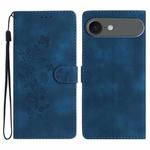 For iPhone 17 Air Flower Butterfly Embossing Pattern Leather Phone Case(Blue)
