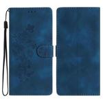 For iPhone 17 Pro Max Flower Butterfly Embossing Pattern Leather Phone Case(Blue)