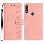 For Motorola Moto E 2020 Seven Butterflies Embossed Leather Phone Case(Pink)