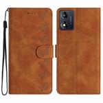 For Motorola Moto E13 Seven Butterflies Embossed Leather Phone Case(Brown)