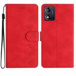 For Motorola Moto E13 Seven Butterflies Embossed Leather Phone Case(Red)