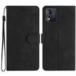 For Motorola Moto E13 Seven Butterflies Embossed Leather Phone Case(Black)