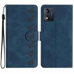 For Motorola Moto E13 Seven Butterflies Embossed Leather Phone Case(Blue)