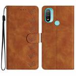 For Motorola Moto E20 Seven Butterflies Embossed Leather Phone Case(Brown)