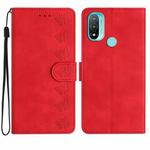 For Motorola Moto E20 Seven Butterflies Embossed Leather Phone Case(Red)