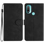 For Motorola Moto E20 Seven Butterflies Embossed Leather Phone Case(Black)