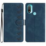 For Motorola Moto E20 Seven Butterflies Embossed Leather Phone Case(Blue)