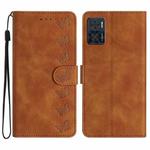 For Motorola Moto E22 Seven Butterflies Embossed Leather Phone Case(Brown)