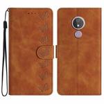 For Motorola Moto G7 Power Seven Butterflies Embossed Leather Phone Case(Brown)