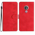 For Motorola Moto G7 Power Seven Butterflies Embossed Leather Phone Case(Red)