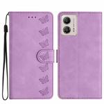 For Motorola Moto G13 Seven Butterflies Embossed Leather Phone Case(Purple)