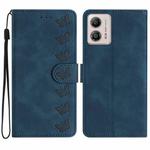 For Motorola Moto G13 Seven Butterflies Embossed Leather Phone Case(Blue)