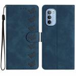 For Motorola Moto G52 Seven Butterflies Embossed Leather Phone Case(Blue)