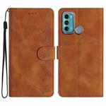 For Motorola Moto G60 Seven Butterflies Embossed Leather Phone Case(Brown)