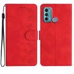 For Motorola Moto G60 Seven Butterflies Embossed Leather Phone Case(Red)