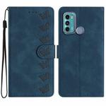 For Motorola Moto G60 Seven Butterflies Embossed Leather Phone Case(Blue)