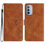 For Motorola Moto G62 Seven Butterflies Embossed Leather Phone Case(Brown)