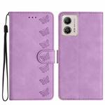 For Motorola Moto G73 Seven Butterflies Embossed Leather Phone Case(Purple)