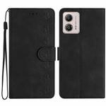 For Motorola Moto G73 Seven Butterflies Embossed Leather Phone Case(Black)