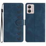 For Motorola Moto G73 Seven Butterflies Embossed Leather Phone Case(Blue)