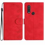 For Motorola One Action Seven Butterflies Embossed Leather Phone Case(Red)