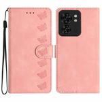 For Motorola Edge 40 Seven Butterflies Embossed Leather Phone Case(Pink)