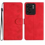 For Motorola Edge 40 Seven Butterflies Embossed Leather Phone Case(Red)