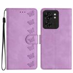 For Motorola Edge 40 Seven Butterflies Embossed Leather Phone Case(Purple)