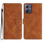 For Motorola Moto G14 4G Seven Butterflies Embossed Leather Phone Case(Brown)