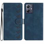 For Motorola Moto G14 4G Seven Butterflies Embossed Leather Phone Case(Blue)