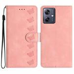 For Motorola Moto G54 5G Seven Butterflies Embossed Leather Phone Case(Pink)