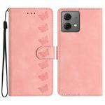 For Motorola Moto G84 5G Seven Butterflies Embossed Leather Phone Case(Pink)