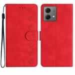 For Motorola Moto G84 5G Seven Butterflies Embossed Leather Phone Case(Red)