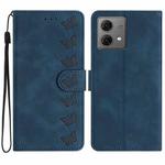 For Motorola Moto G84 5G Seven Butterflies Embossed Leather Phone Case(Blue)