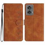 For Motorola Edge 50 Fusion Seven Butterflies Embossed Leather Phone Case(Brown)