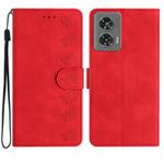 For Motorola Edge 50 Fusion Seven Butterflies Embossed Leather Phone Case(Red)