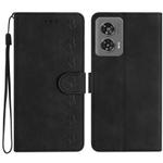 For Motorola Edge 50 Fusion Seven Butterflies Embossed Leather Phone Case(Black)